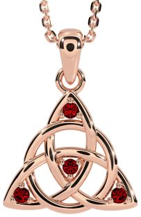 Garnet Rose Gold Celtic Trinity Knot Necklace