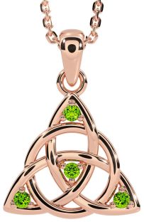 Peridot Rose Gold Celtic Trinity Knot Necklace