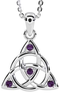 Alexandrite White Gold Celtic Trinity Knot Necklace