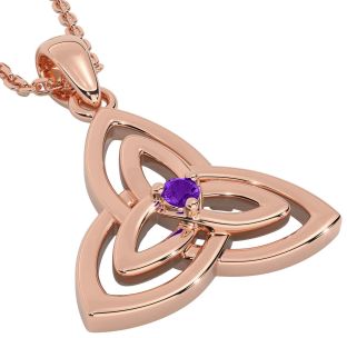 Diamond Rose Gold Silver Celtic Trinity Knot Necklace