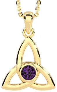 Alexandrite Gold Silver Celtic Trinity Knot Necklace