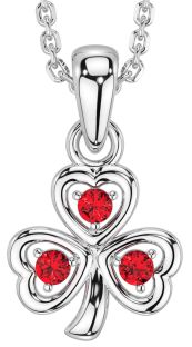 Ruby Silver Shamrock Necklace