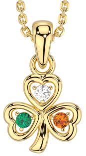 Diamond Emerald Gold Silver Shamrock Necklace