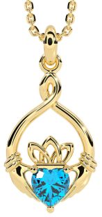 Topaz Gold Silver Claddagh Necklace