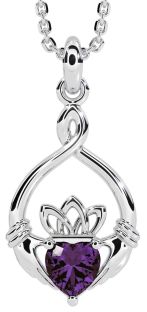 Alexandrite White Gold Claddagh Necklace