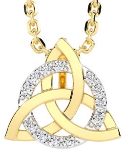 Diamond Gold Silver Celtic Trinity Knot Necklace