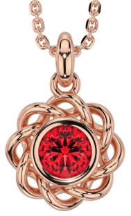 Ruby Rose Gold Silver Celtic Necklace
