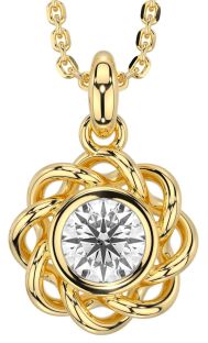 Diamond Gold Silver Celtic Necklace