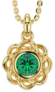 Emerald Gold Silver Celtic Necklace
