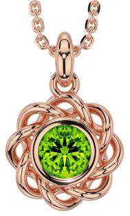 Peridot Rose Gold Celtic Necklace
