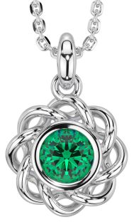 Emerald White Gold Celtic Necklace