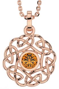 Citrine Rose Gold Silver Celtic Necklace
