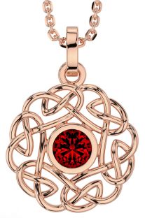 Garnet Rose Gold Silver Celtic Necklace