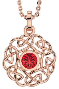 Ruby Rose Gold Silver Celtic Necklace