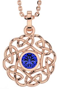 Sapphire Rose Gold Silver Celtic Necklace