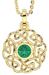 Emerald Gold Silver Celtic Necklace