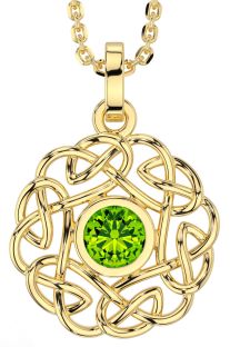 Peridot Gold Silver Celtic Necklace