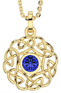 Sapphire Gold Silver Celtic Necklace