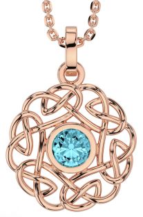 Aquamarine Rose Gold Celtic Necklace