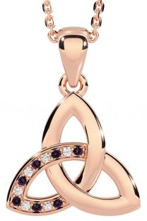 Diamond Alexandrite Rose Gold Silver Celtic Trinity Knot Necklace