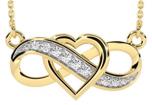 Diamond Gold Silver Infinity Celtic Heart Necklace