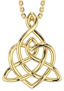 Gold Silver Celtic Trinity Knot Heart Necklace