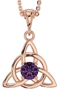 Alexandrite Rose Gold Celtic Trinity Knot Necklace
