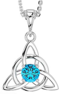 Topaz Silver Celtic Trinity Knot Necklace