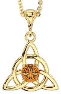 Citrine Gold Celtic Trinity Knot Necklace