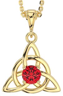 Ruby Gold Celtic Trinity Knot Necklace