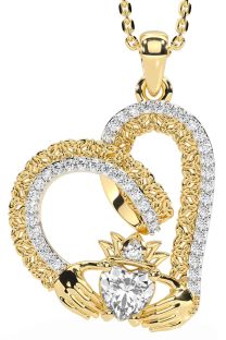 Diamond Gold Claddagh Trinity knot Necklace
