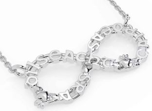 Silver Claddagh Infinity Irish "Love Loyalty & Friendship" Necklace