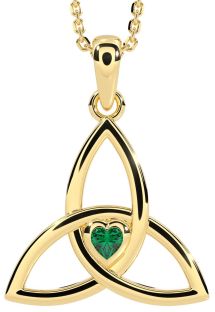 Emerald Gold Silver Celtic Trinity Knot Necklace