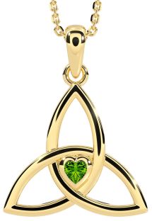 Peridot Gold Silver Celtic Trinity Knot Necklace