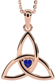 Sapphire Rose Gold Celtic Trinity Knot Necklace