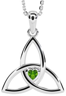 Peridot Silver Celtic Trinity Knot Necklace