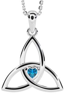 Topaz Silver Celtic Trinity Knot Necklace