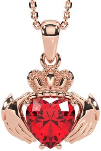 Ruby Rose Gold Claddagh Necklace