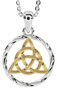 White Yellow Gold Celtic Trinity Knot Necklace