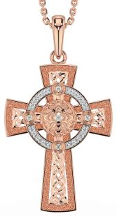 Diamond Rose Gold Celtic Warrior Cross Necklace