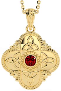 Garnet Gold Celtic Trinity Knot Warrior Necklace