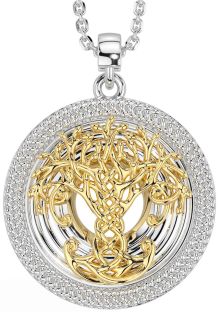 Gold Silver Celtic Tree of Life Necklace