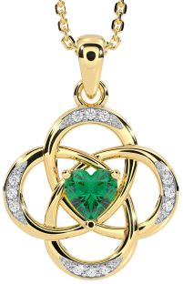 Diamond Emerald Gold Silver Celtic Necklace