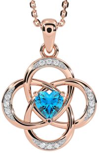 Diamond Topaz Rose Gold Celtic Necklace