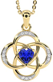 Diamond Sapphire Gold Celtic Necklace
