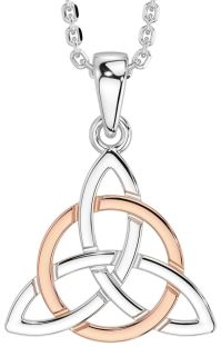 White Rose Gold Celtic Trinity Knot Necklace