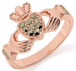 Marcasite Rose Gold Claddagh Ring