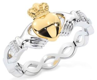 White Yellow Gold Claddagh Ring