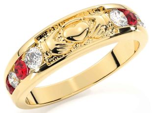 Ruby Gold Silver Claddagh Ring