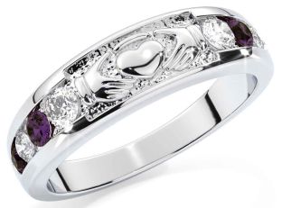 Alexandrite Silver Claddagh Ring
